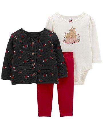 Body, Calça e Cardigan Floral