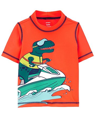Camiseta Praia Laranja Dinossauro FPS 50+