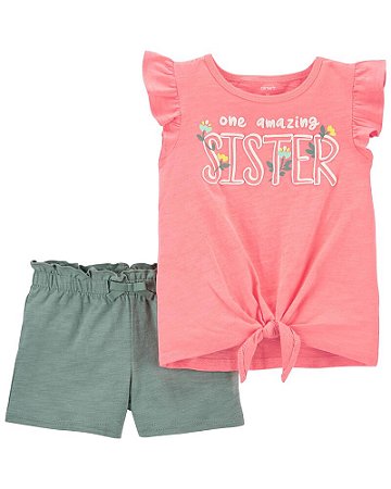 Camiseta Sister e Shorts Verde