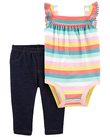 Body Listrado e Calça