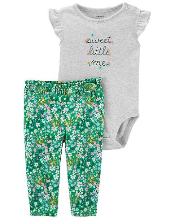 Body Cinza e Calça Verde Florida "sweet little one"