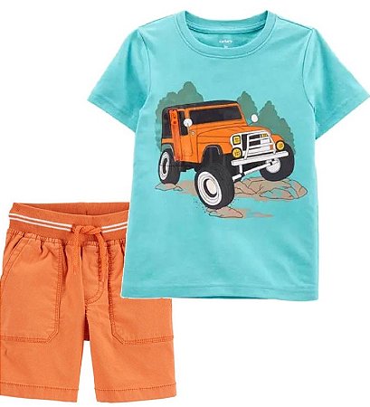 Camiseta Jeep e Shorts Laranja