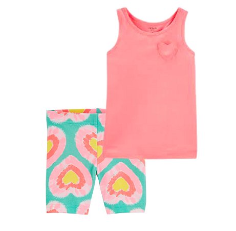 Conjunto Regata Neon Pink e Shorts Tie-Dye