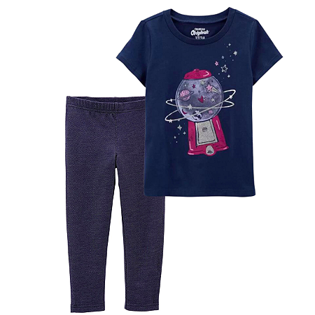 Camiseta Azul Marinho com Calça Legging Jeans