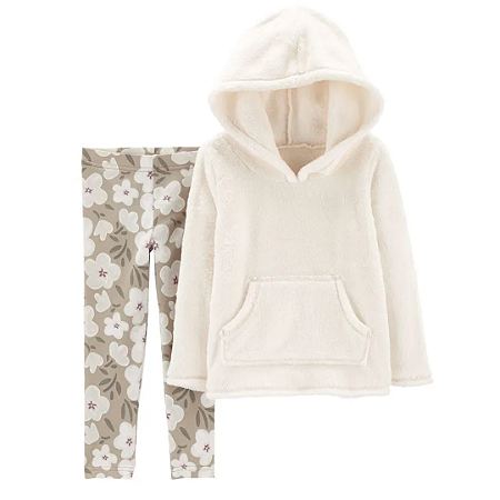 Blusa de Malha Branca e Calca Bege com Flores