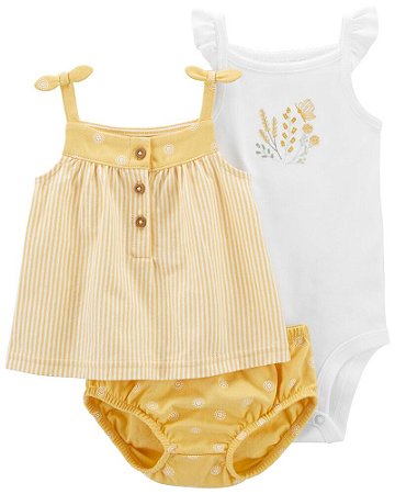Trio Body, Shorts, Batinha Amarelo Listrado
