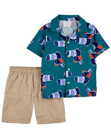 Camisa Malha Tucano e Shorts Caqui