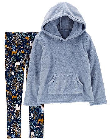 Blusa Fleece Azul e Calça Legging