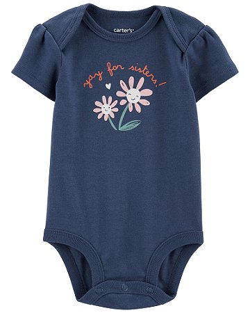 Body Azul Marinho Florzinha