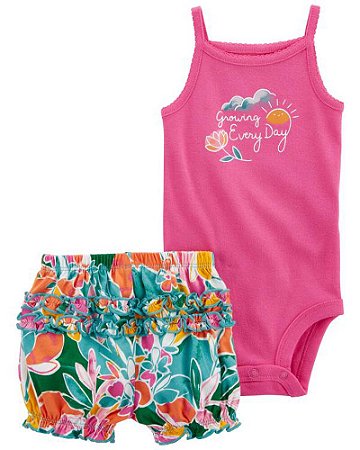 Body e Shorts Floral Pink
