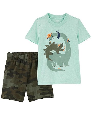 Camiseta Dinossauro e Shorts Verde