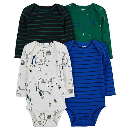 Kit Body Manga Longa Pinguim