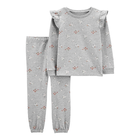 Conjunto Moletinho Cinza com Flores