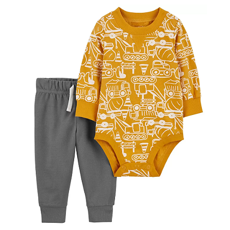 Blusa Manga Longa Amarela e Calca moletom Cinza