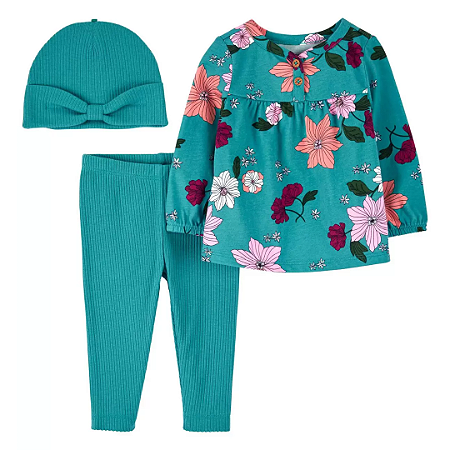 Blusa Manga Longa Florida e Calca Legging verde