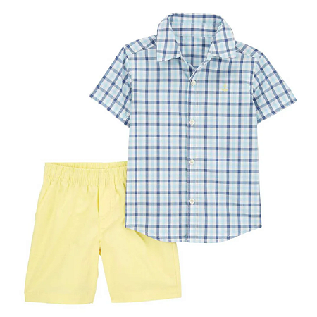 Camisa Xadrez e Shorts Amarelo
