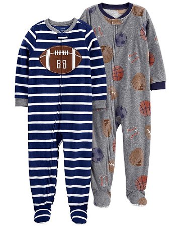 Kit Macacão Fleece Futebol Americano de Ziper com Pé