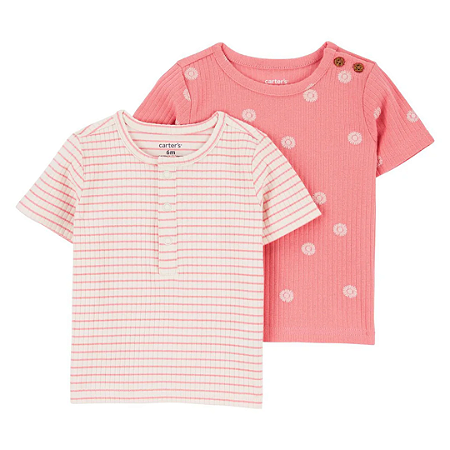 Kit 2 Camisetas Rosa Manguinha