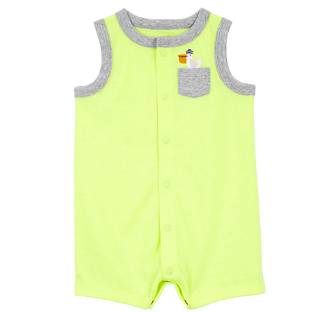 Romper Regata Verde Bolsinho Pelicano