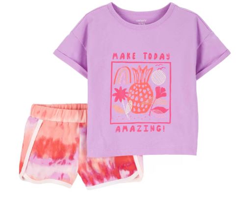 Camiseta e Shorts Roxo Tie Dye - 18 meses