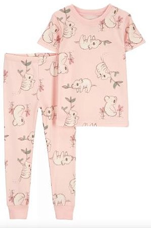 Pijama Camiseta e Calca Rosa Coala - 12 meses