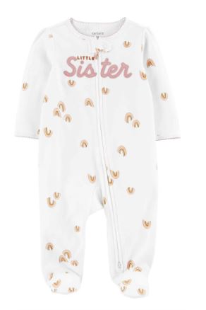 Macacao Branco Sister de Ziper com Pe - 9 meses