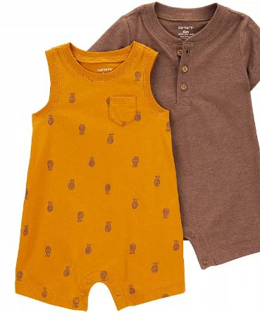 Kit Romper Marrom Abacaxi - 12 meses