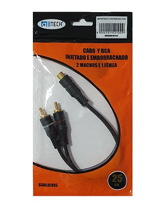 Cabo Y RCA 2Machos 1Fêmea 4mm Comprimento 25cm emborrachado - 10 Pçs