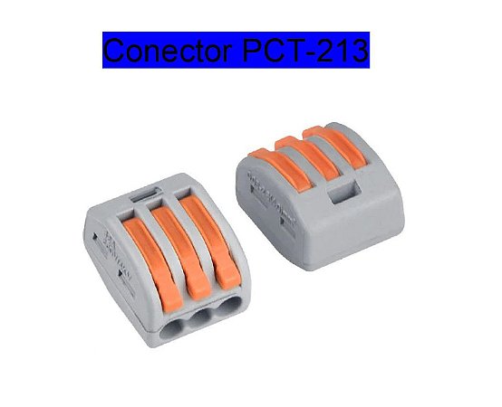 Conector Tipo Wago Borne Emenda 3 Fios Modelo PCT-213 - 10 Pçs