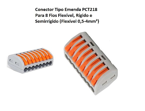 Conector Tipo Borne Emenda 8 Fios Modelo PCT-218 - 10 Pçs