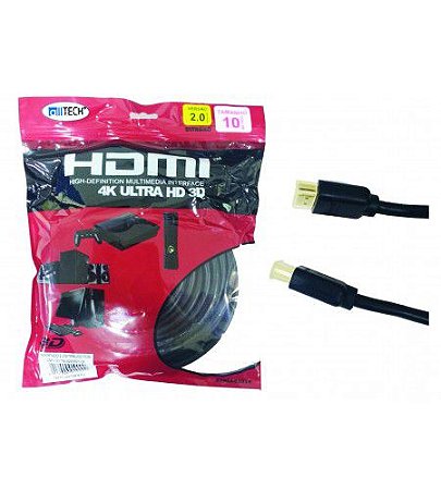 Cabo Hdmi 2.0-19 pinos  Ethernet 10 Metros 4k Ultra Hd 3d C/filtro