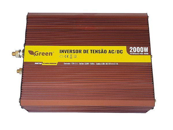 Inversor De Energia e conversor de Tensão 2000w-12V-P/220V-Onda Senoidal Modificada