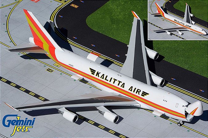 PRÉ- VENDA Gemini Jets 1:200 Kalitta Air Boeing 747-400 Com abertura de porta