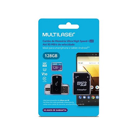 MicroSD Cartão de Memória - 128GB - Multilaser