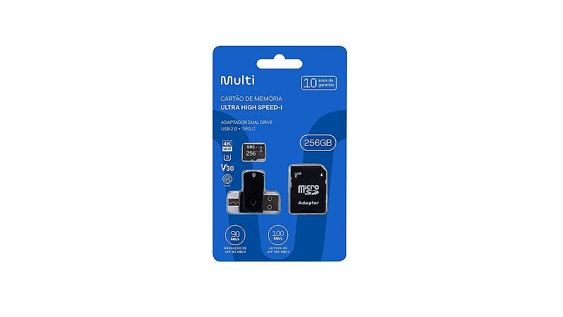 MicroSD Cartão de Memória - 256GB - Multilaser