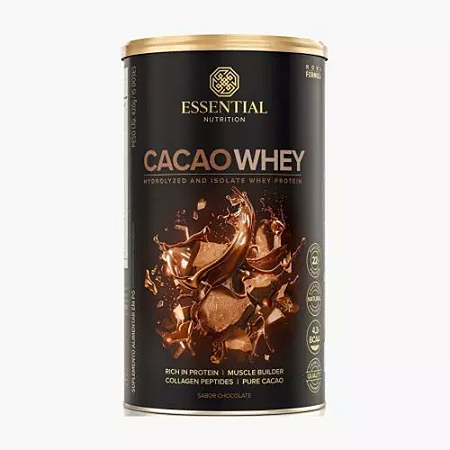 Whey Cacao Hidrolizado e Isolado 420g Lata 0 Lactose - Essential Nutrition