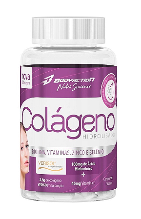 Colágeno Hidrolisado c/ Ácido Hialurônico 90 caps - BodyAction