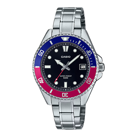 RELÓGIO CASIO DURO AÇO MDV-10D-1A3VDF PEPSI