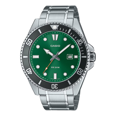 RELÓGIO CASIO DURO AÇO MDV-107D-3A2VDF VERDE