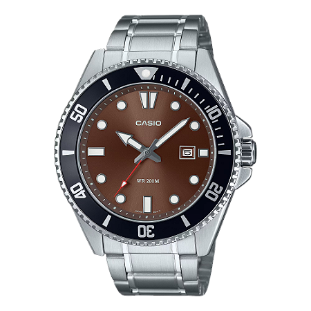 RELÓGIO CASIO DURO AÇO MDV-107D-5AVDF MARROM