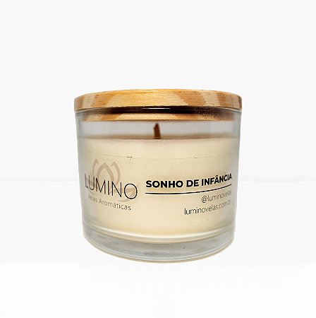 Vela Aromática Sonho de Infância - Tampa de Madeira 100g