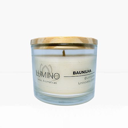Vela Aromática Baunilha - Tampa de Madeira 100g