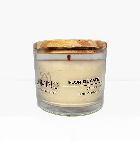 Vela Aromática Flor de Café - Tampa de Madeira 100g
