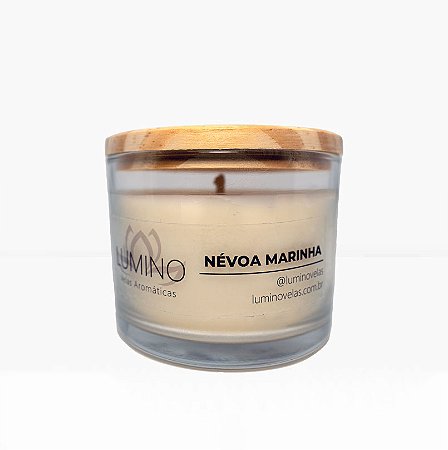 Vela Aromática Névoa Marinha - Tampa de Madeira 100g