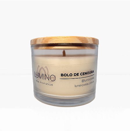 Vela Aromática Bolo de Cenoura - Tampa de Madeira 100g
