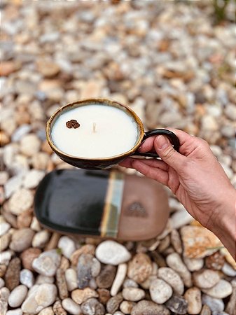 Vela de Café Italiano com Suporte de Cerâmica