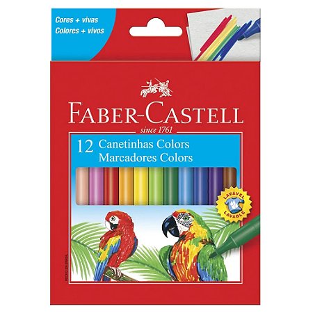 Canetinha hidrocor com 12 cores Faber-Castell