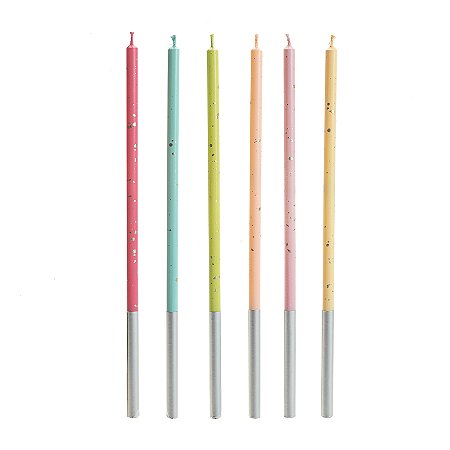 velas palito coloridas com prata