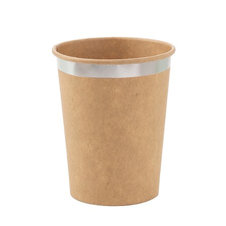 copo de papel kraft com borda prata