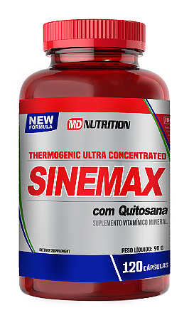 Sinemax  MD Nutrition - 120 Cápsulas - Termogênico sem cafeína, com Quitosana
